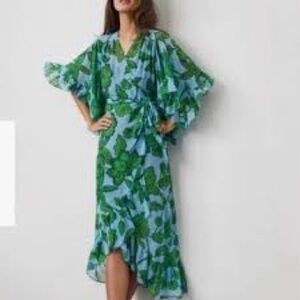 CAbi Green and Blue High Low Dress